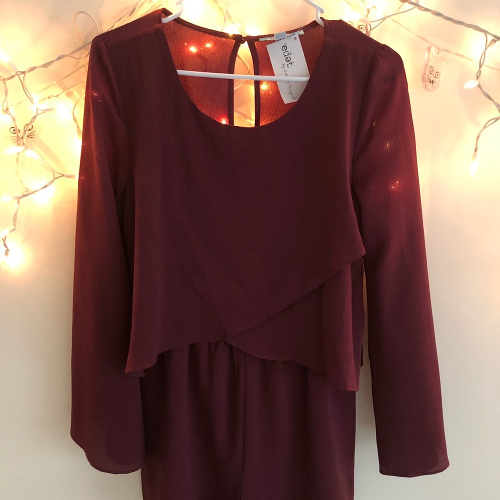 Maroon long sleeve romper